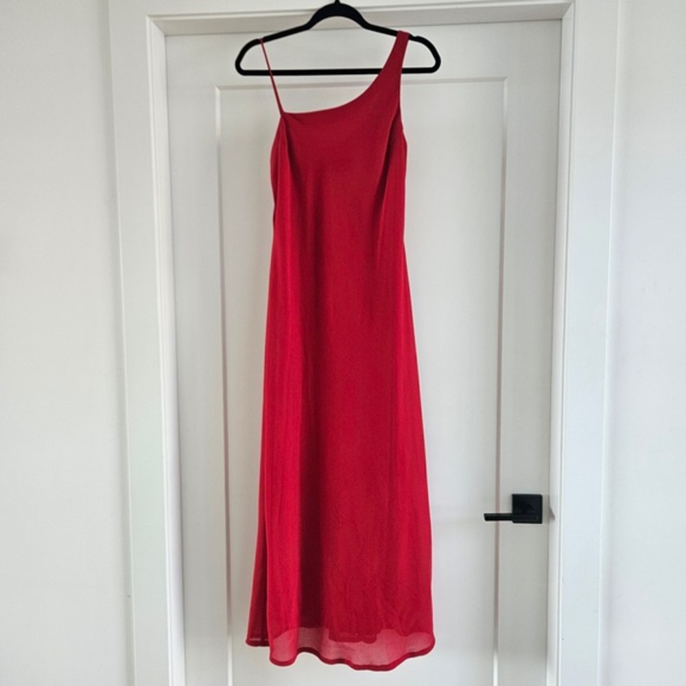 Women's Red One-Shoulder Slip Dress